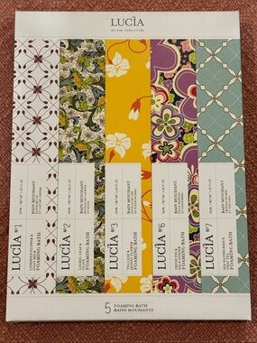 Lucia Foaming Bath Set in glass vials - 5 scents NWT